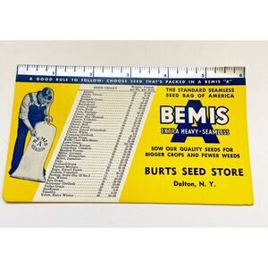 Farming Seed Store Agriculture Seed Chart Ink Blotter Bemis Dalton NY New York
